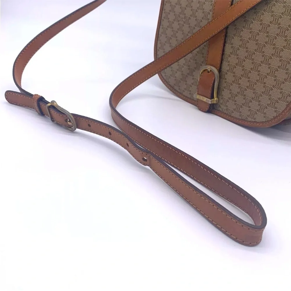 Celine Macadam Triomphe canvas and leather shoulder bag